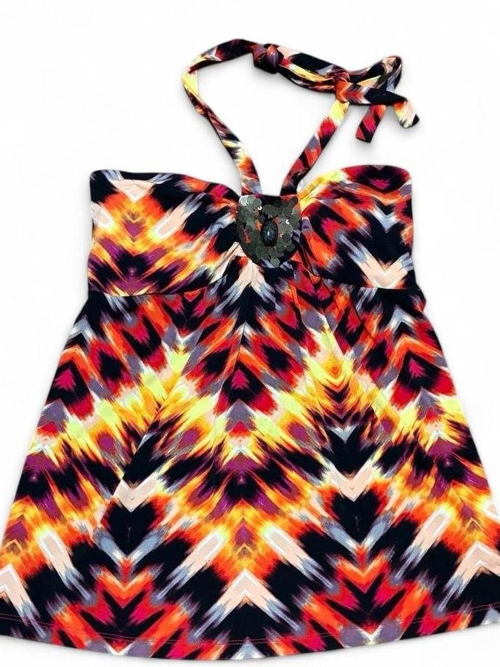 Y2K Women’s Strapless beaded Halter Tank Top in Multicolor - Picture 2 of 7